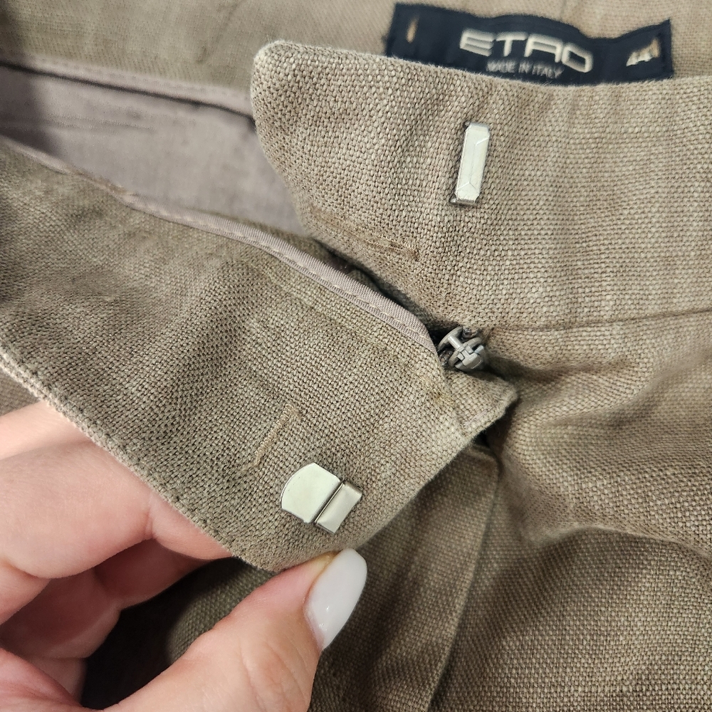 Etro 100% Linen Trouser Pants Wide Leg - Picture 9 of 10
